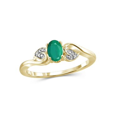 10k Yellow Gold Genuine Emerald Scroll Anniversary Ring